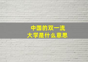 中国的双一流大学是什么意思