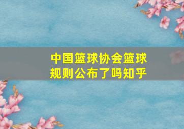 中国篮球协会篮球规则公布了吗知乎