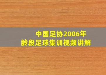 中国足协2006年龄段足球集训视频讲解