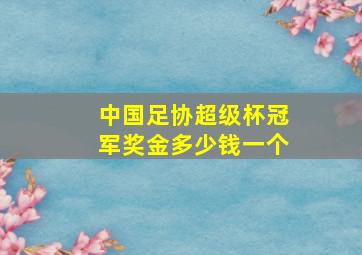 中国足协超级杯冠军奖金多少钱一个