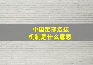 中国足球选拔机制是什么意思