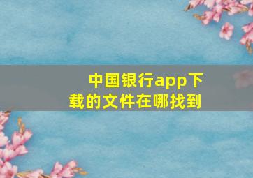 中国银行app下载的文件在哪找到