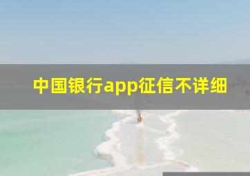 中国银行app征信不详细