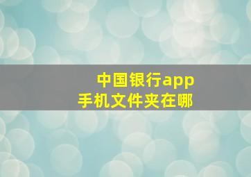 中国银行app手机文件夹在哪