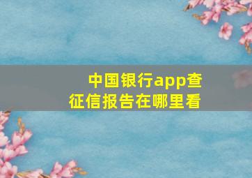 中国银行app查征信报告在哪里看