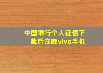 中国银行个人征信下载后在哪vivo手机