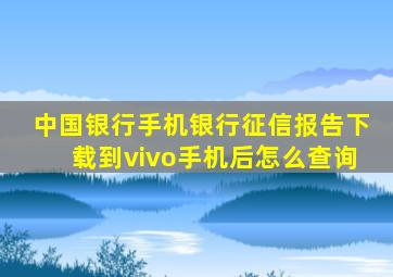 中国银行手机银行征信报告下载到vivo手机后怎么查询