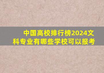 中国高校排行榜2024文科专业有哪些学校可以报考