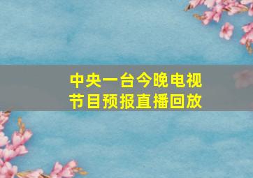 中央一台今晚电视节目预报直播回放