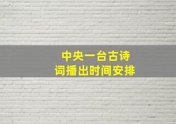 中央一台古诗词播出时间安排