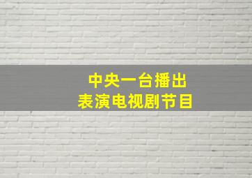 中央一台播出表演电视剧节目