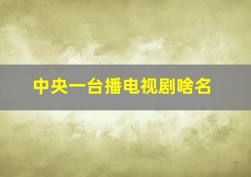 中央一台播电视剧啥名