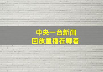 中央一台新闻回放直播在哪看