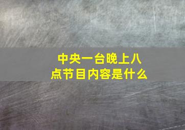 中央一台晚上八点节目内容是什么