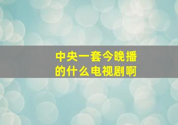 中央一套今晚播的什么电视剧啊