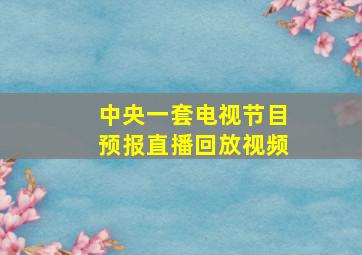 中央一套电视节目预报直播回放视频