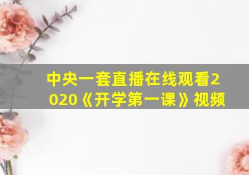 中央一套直播在线观看2020《开学第一课》视频