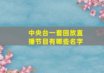 中央台一套回放直播节目有哪些名字