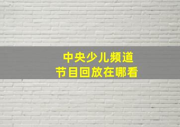 中央少儿频道节目回放在哪看