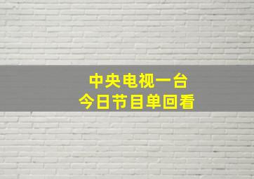 中央电视一台今日节目单回看