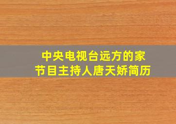 中央电视台远方的家节目主持人唐天娇简历