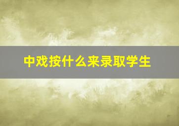 中戏按什么来录取学生