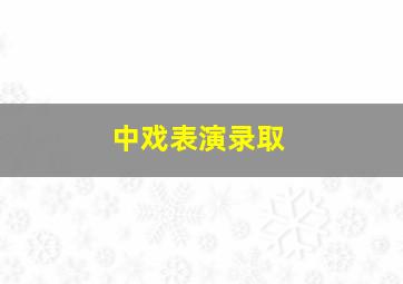 中戏表演录取