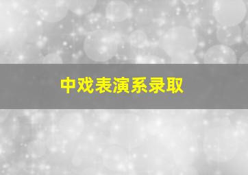 中戏表演系录取