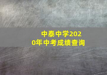 中泰中学2020年中考成绩查询