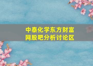 中泰化学东方财富网股吧分析讨论区