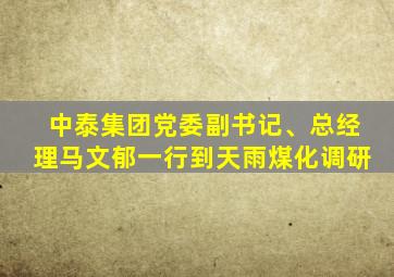 中泰集团党委副书记、总经理马文郁一行到天雨煤化调研