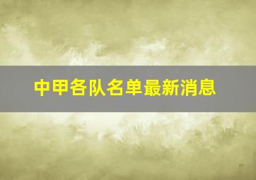 中甲各队名单最新消息