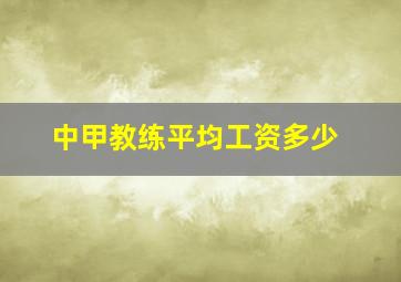 中甲教练平均工资多少