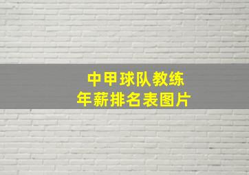 中甲球队教练年薪排名表图片