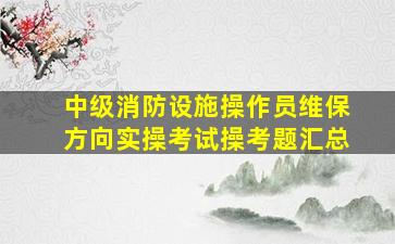 中级消防设施操作员维保方向实操考试操考题汇总