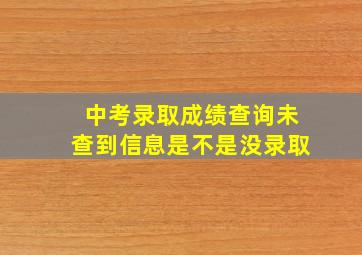 中考录取成绩查询未查到信息是不是没录取