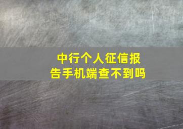 中行个人征信报告手机端查不到吗