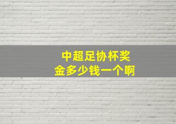 中超足协杯奖金多少钱一个啊