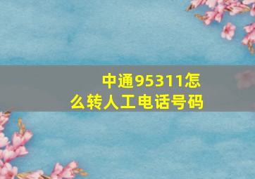 中通95311怎么转人工电话号码