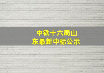 中铁十六局山东最新中标公示