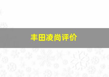 丰田凌尚评价