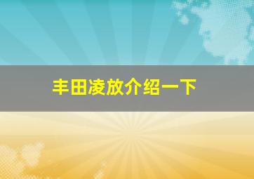 丰田凌放介绍一下