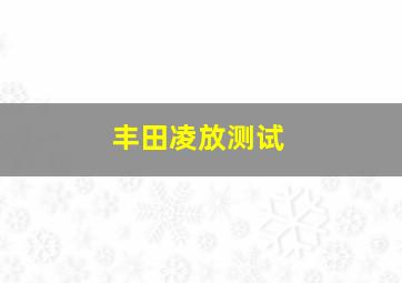 丰田凌放测试