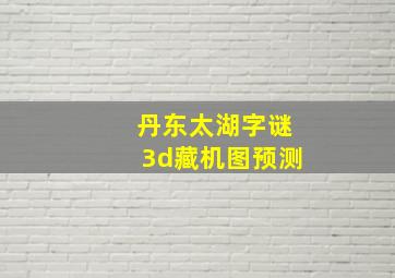 丹东太湖字谜3d藏机图预测