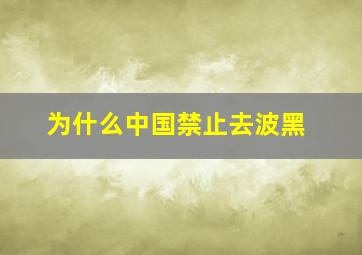 为什么中国禁止去波黑