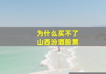 为什么买不了山西汾酒股票