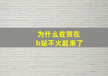 为什么佐贺在b站不火起来了