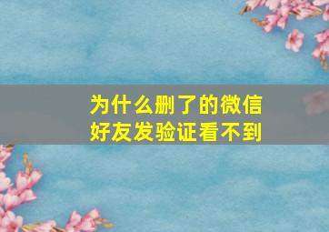 为什么删了的微信好友发验证看不到