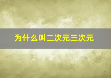 为什么叫二次元三次元