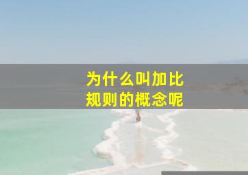 为什么叫加比规则的概念呢